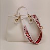 EMPORIO ARMANI - Leather shopping bag - White/Leather