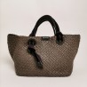 FALOR -  Plaited leather bag with velvet details