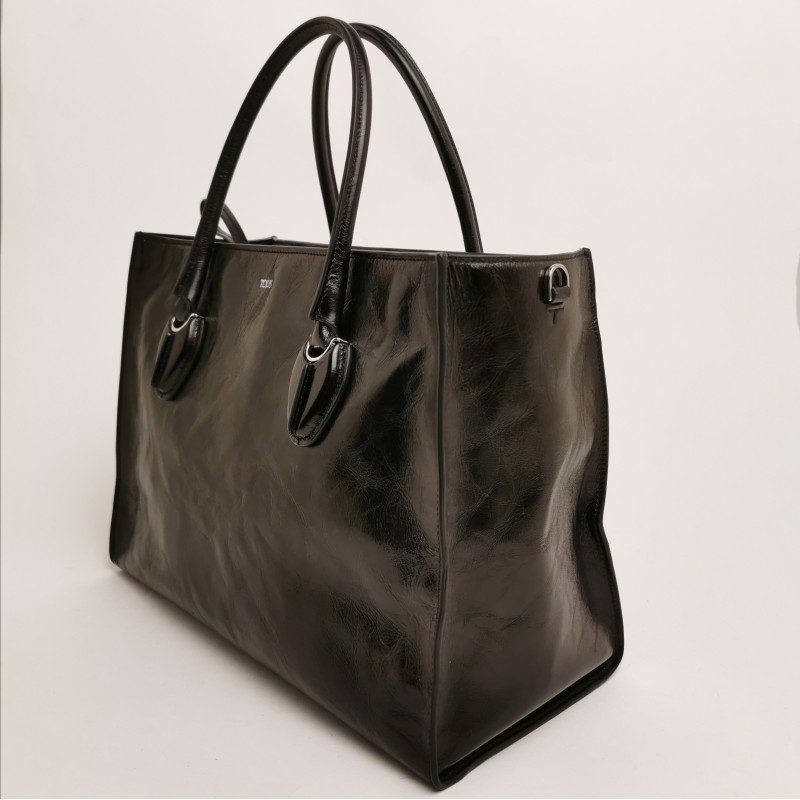 TOD'S -  Black Calfskin shopping bag