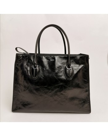TOD'S -  Shopping bag nera in pelle di vitello