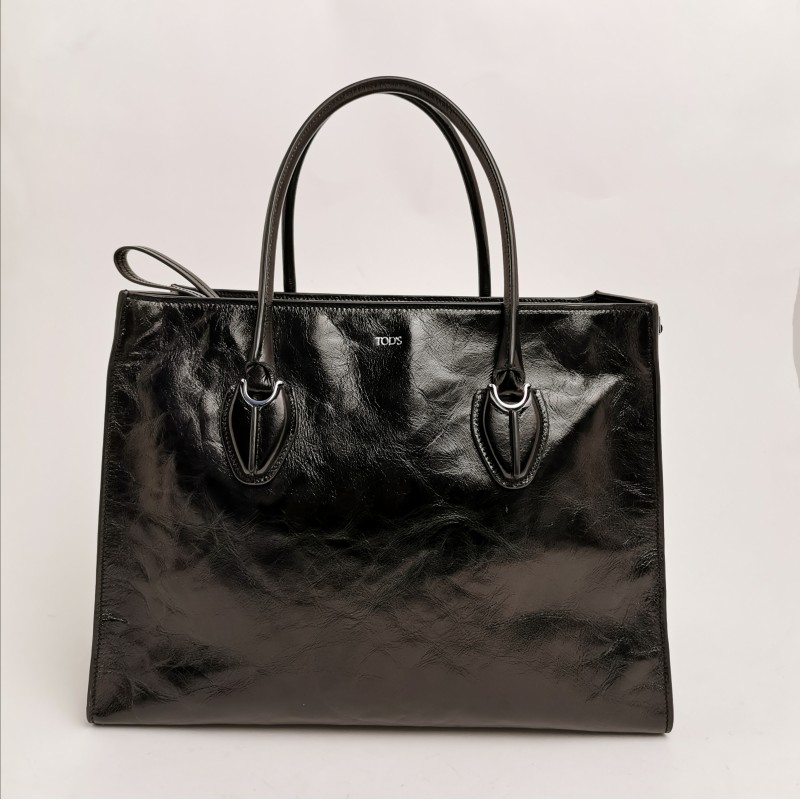 TOD'S -  Black Calfskin shopping bag