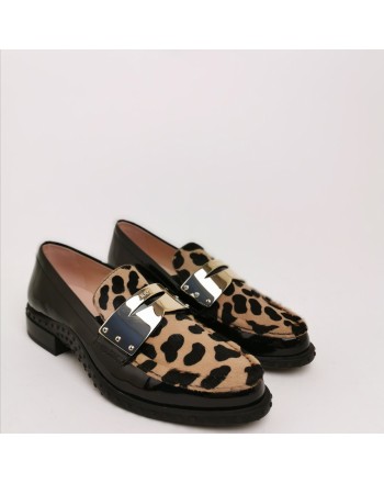 TOD'S - Loafers in patent leather and ponyskin effect leather - Black/Gold