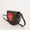LOVE MOSCHINO -   Pounded shoulder heart bag - black
