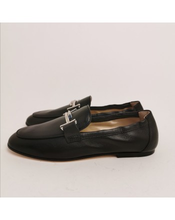 TOD'S - Leather Double T Loafers - Black