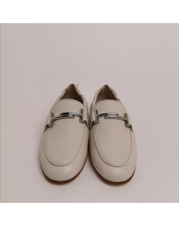 TOD'S - Leather Double T Loafers -  Chalk