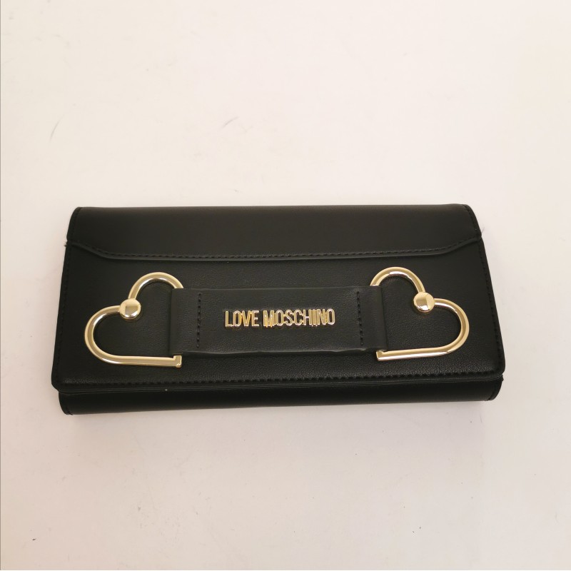 LOVE MOSCHINO -  Double metallic heart wallet - black