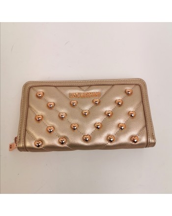 LOVE MOSCHINO -  Metallic heart studs wallet - Copper color