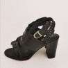 TOD'S - Leather Sandal with Side Buckle - Black