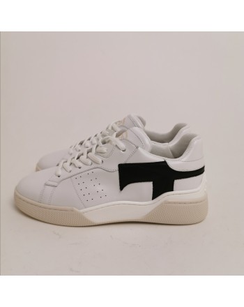 TOD'S - Leather Sneakers with Side T - White/Black