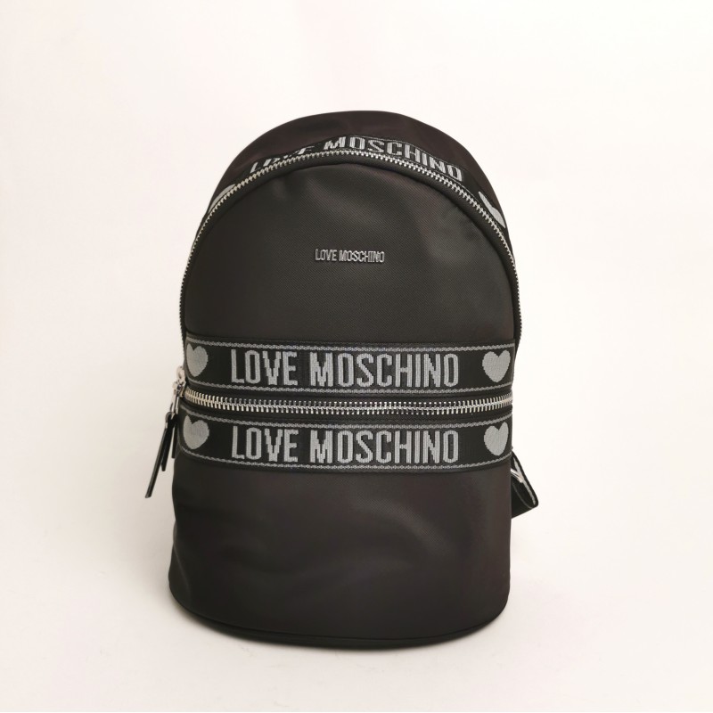LOVE MOSCHINO - Tech fabric Backpack with front Pocket - Black