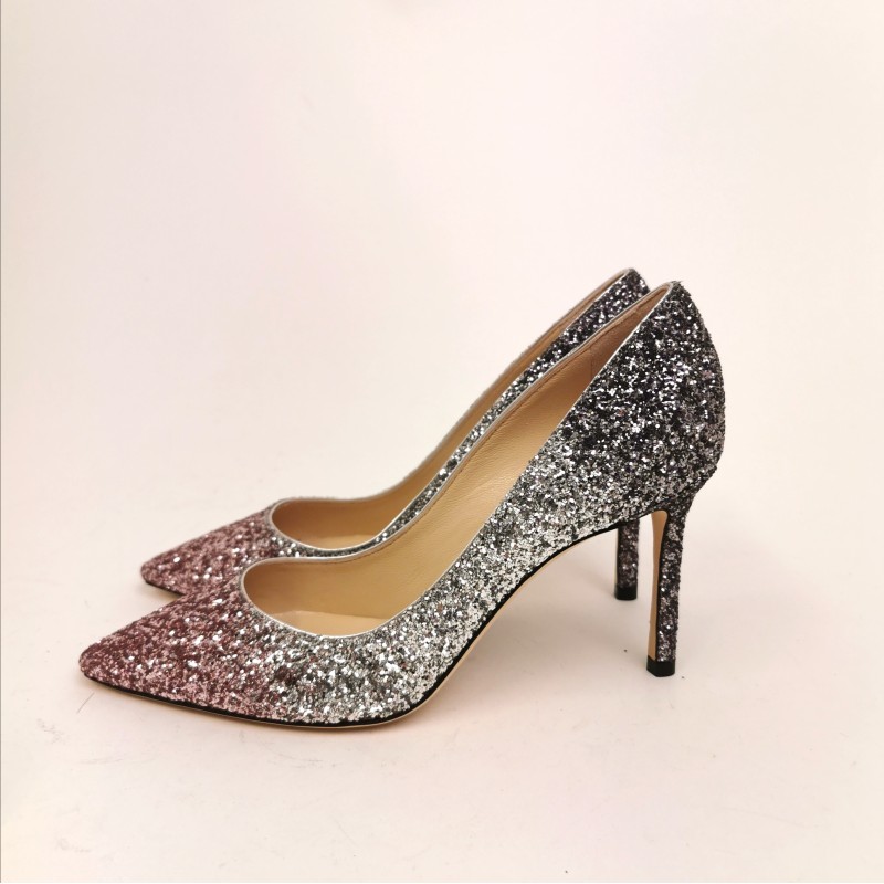 jimmy choo silver glitter shoes