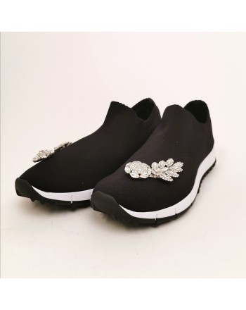JIMMY CHOO - Sneaker in tessuto tecnico con gioiello - Nero