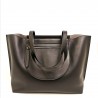 TOD'S - Leather Shopping bag with lateral pockets   - Black