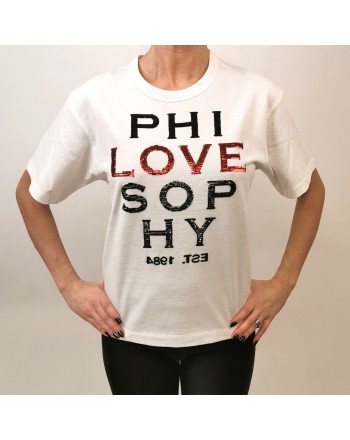 PHILOSOPHY di LORENZO SERAFINI - Cotton T-Shirt with LOVE Logo - White