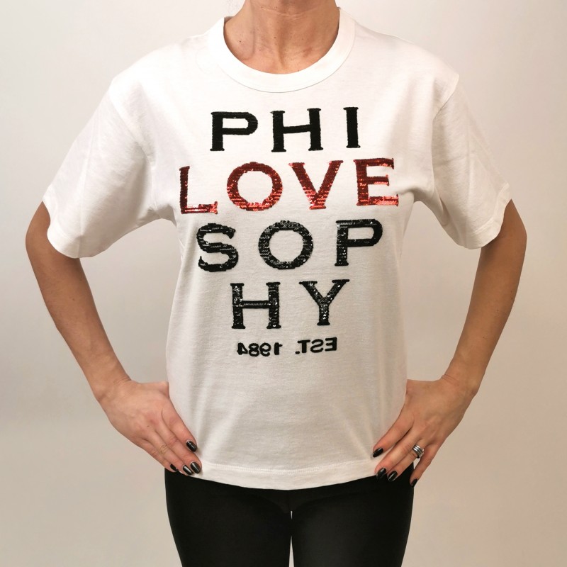 PHILOSOPHY di LORENZO SERAFINI - T-Shirt Logo LOVE  - Bianco