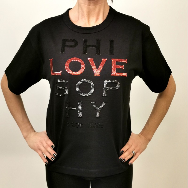 PHILOSOPHY di LORENZO SERAFINI - T-Shirt Logo LOVE  - Nero
