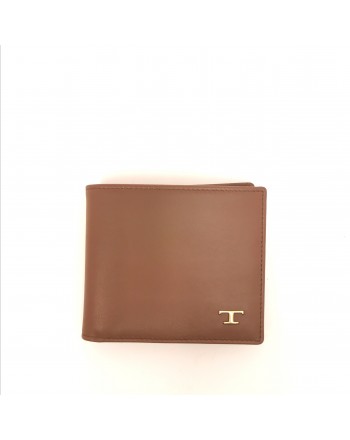 TOD'S - Leather Metallic T Wallet - Light brown