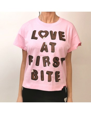 LOVE MOSCHINO - Cotton T-Shirt LOVE BITES- Pink