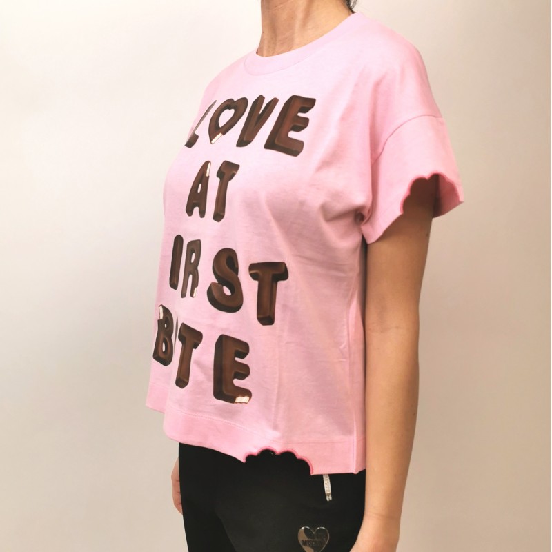 LOVE MOSCHINO - T-Shirt in Cotone LOVE BITES - Rosa