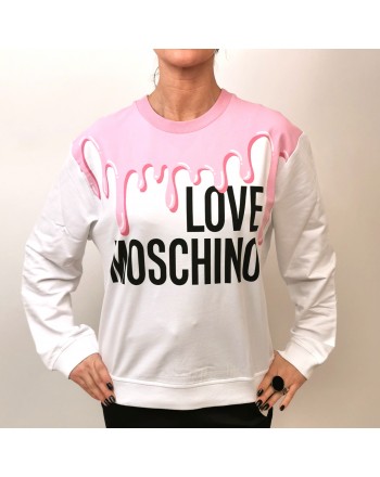 LOVE MOSCHINO - Cotton Sweatshirt with Melted Print -Pink