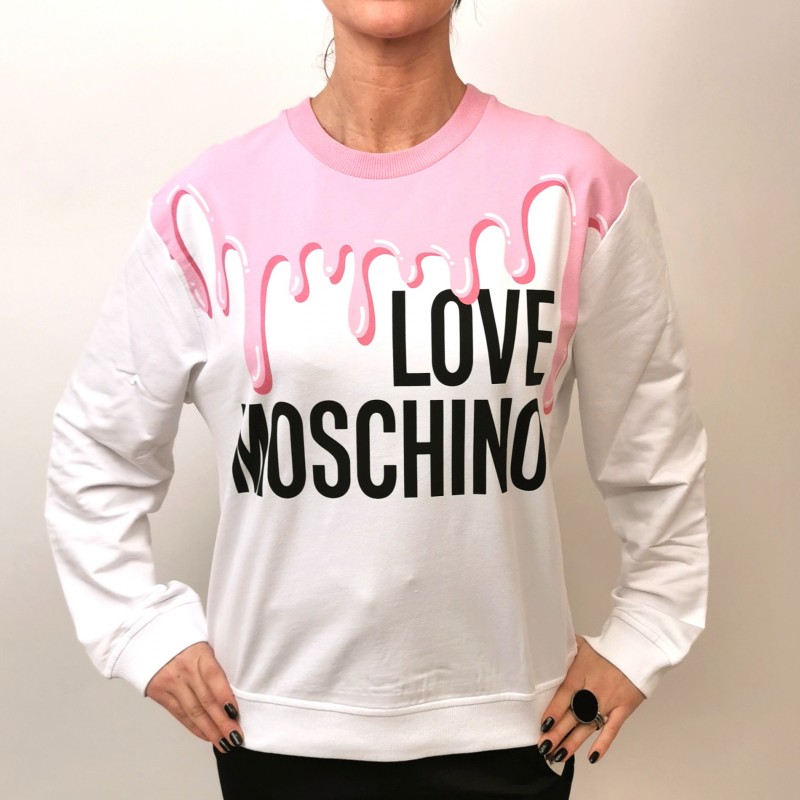 LOVE MOSCHINO Cotton Sweatshirt with Melted Print -Pink