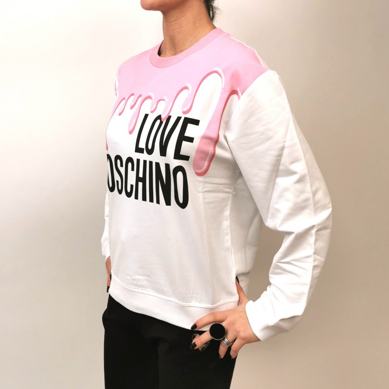 LOVE MOSCHINO - Cotton Sweatshirt with Melted Print -Pink