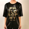 PHILOSOPHY di LORENZO SERAFINI -  Full Paillettes Logo Shirt  - Black