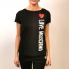 LOVE MOSCHINO - T-Shirt in Cotone con Cuore - Nero