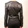 PHILIPP PLEIN - Leather Jacket with Backside Metallic Logo - Black