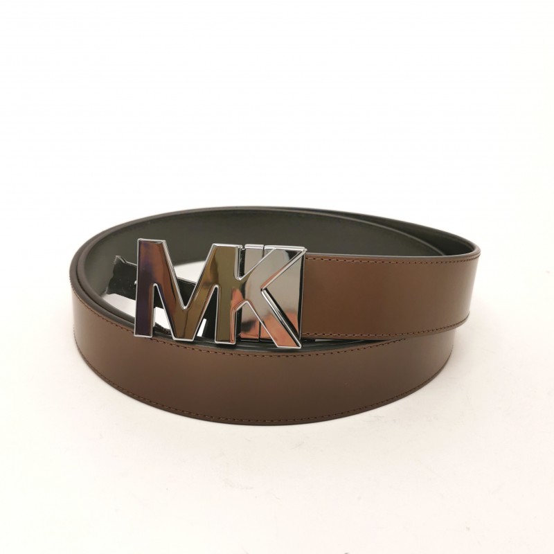 MICHAEL by MICHAEL KORS -Leather Logo Belt - Mocha/Black