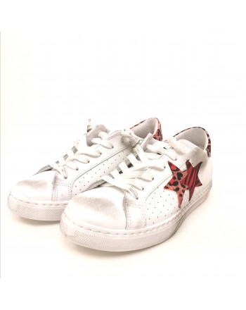 2 STAR  - Sneakers Dettaglio Maculato - Bianco/Maculato Rosso