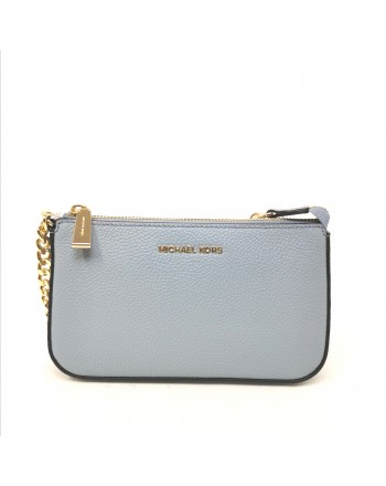 MICHAEL by MICHAEL KORS -  Leather Pouch with Metallic Chain - Pale Blue