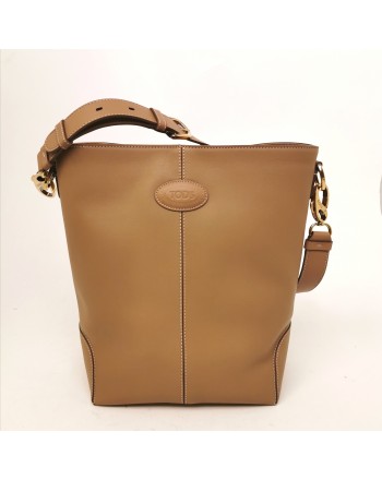 TOD'S - Leather Satchel Bag with Logo - Light Tobacco