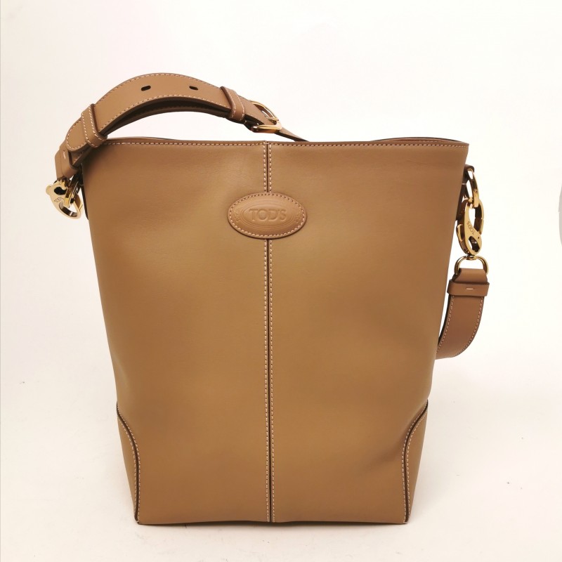 TOD'S - Leather Satchel Bag with Logo - Light Tobacco
