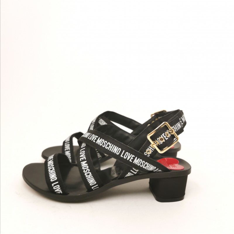 LOVE MOSCHINO - Logo Straps Sandal - Black