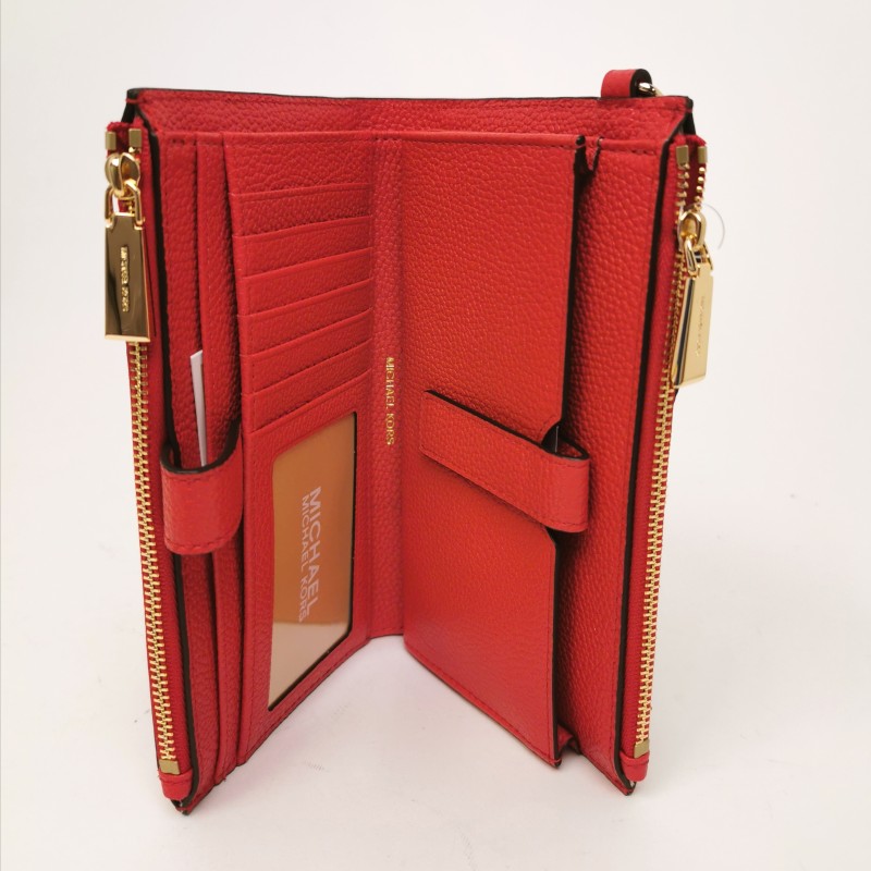 MICHAEL BY MICHAEL KORS - Leather wallet with wirstlet - Bright Red