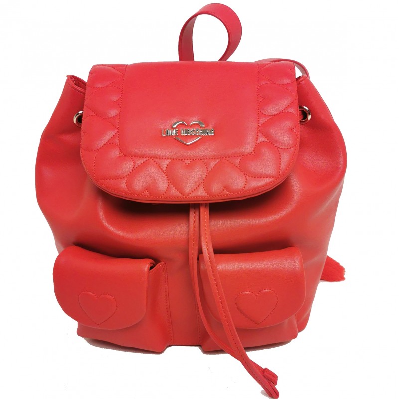 LOVE MOSCHINO - Quilted backpack with hearts - Red
