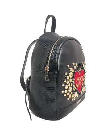 LOVE Moschino - Ecolether backpack with studs - Red