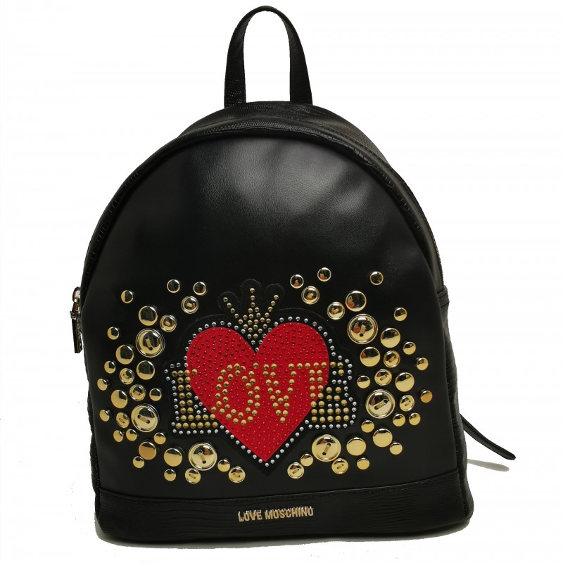 LOVE Moschino - Ecolether backpack with studs - Red