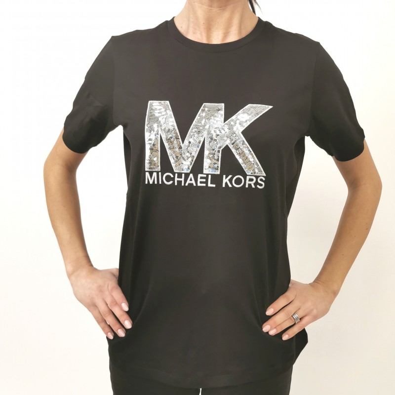 MICHAEL BY MICHAEL KORS - T-Shirt con logo in paillettes - Nero