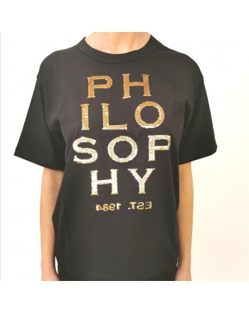 PHILOSOPHY di LORENZO SERAFINI - T-Shirt Logo con paillettes - Nero