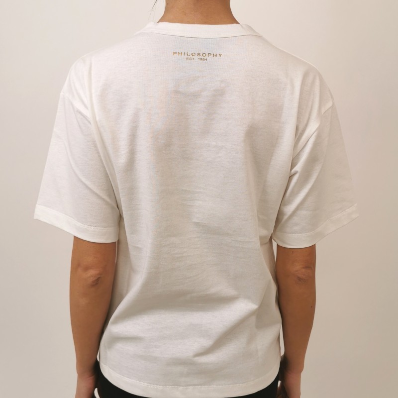 PHILOSOPHY di LORENZO SERAFINI - T-Shirt Logo con paillettes - Bianco