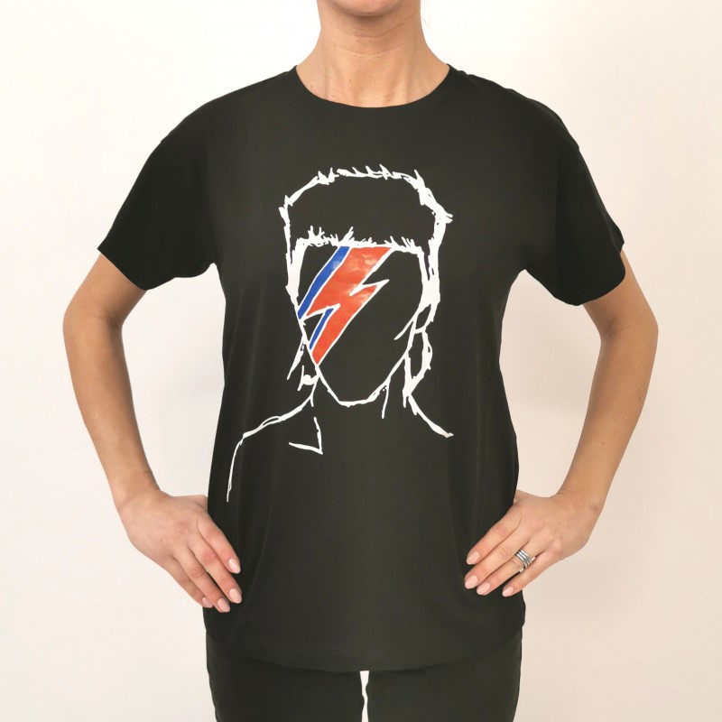 FRANKIE MORELLO - Cotton T-Shirt Bowie Print - Black