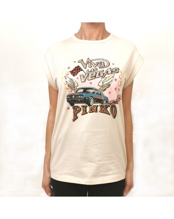 PINKO - Cotton T-Shirt CANNOLO - Beige