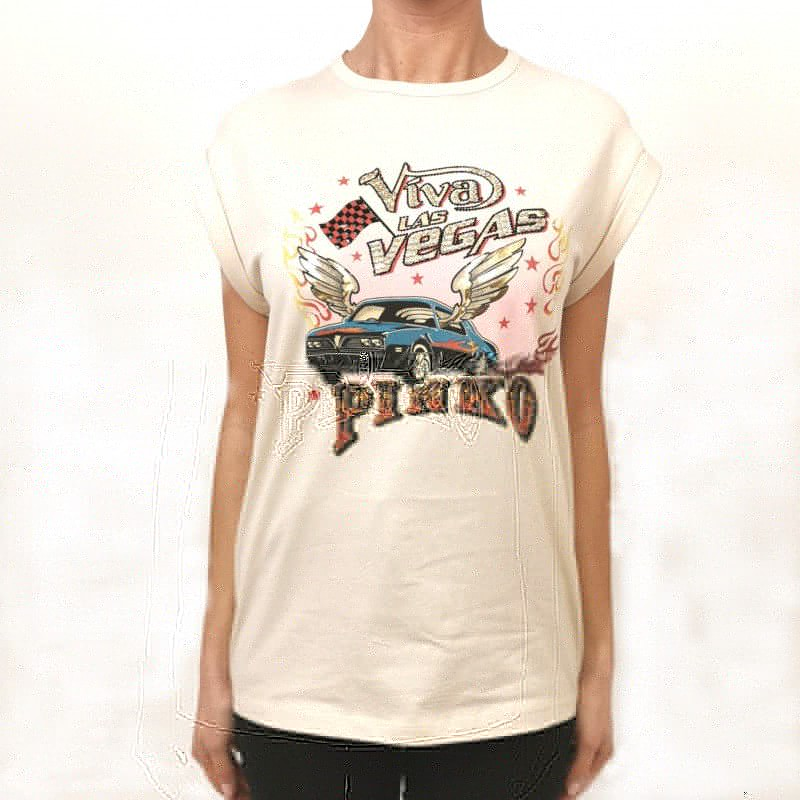 PINKO - T-Shirt in Cotone CANNOLO - Beige