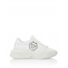 PHILIPP PLEIN - Leather Sneakers with Metallic Logo - White