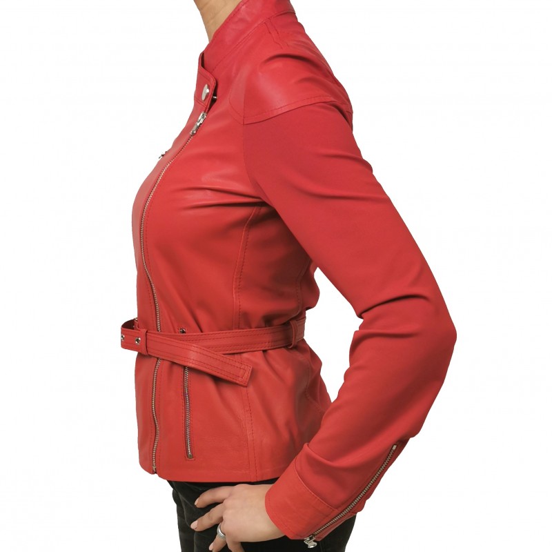 PINKO - TROFIE Leather Jacket - Red