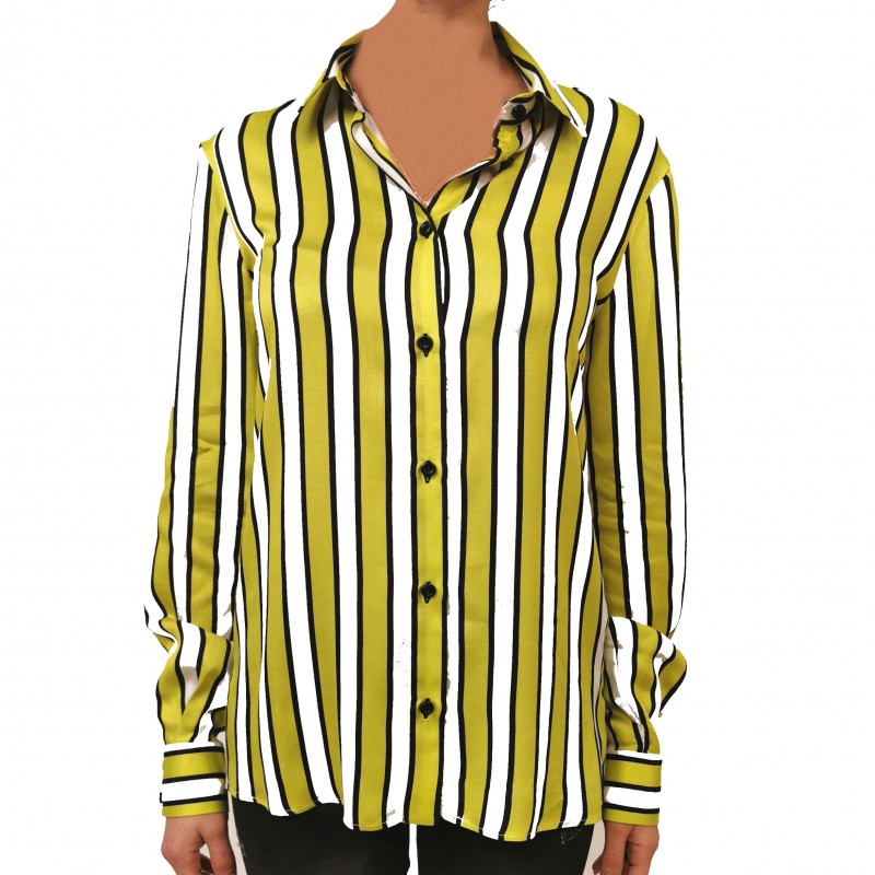 FRANKIE MORELLO - Striped Shirt with Rhinestones Logo - Sulphur Spring