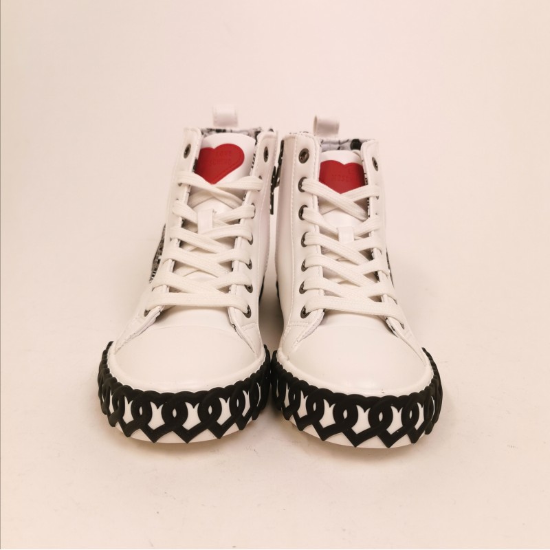 LOVE MOSCHINO - Sneakers alta in pelle - Bianco