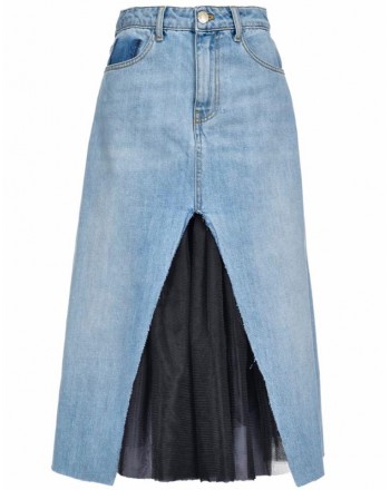 PINKO - AVA longuette skirt in cotton - Denim